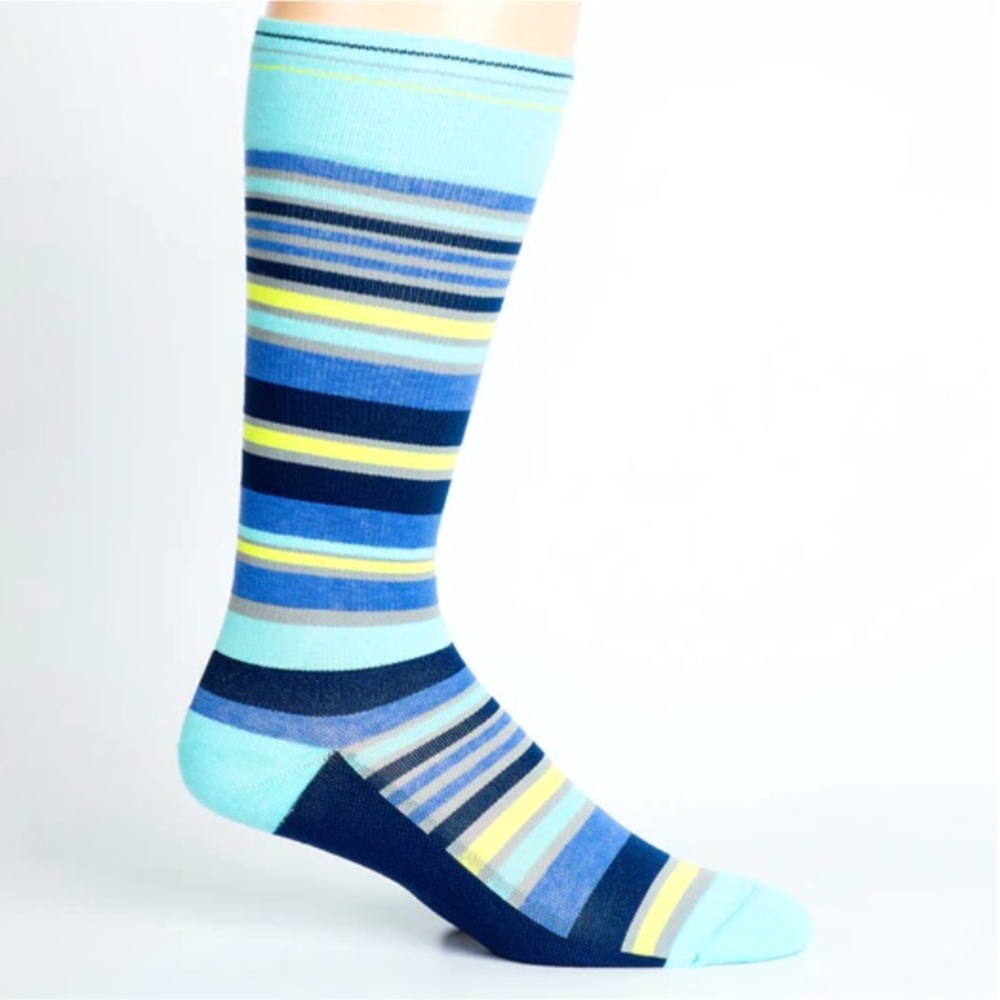 Doctor Johnny's Stripe Navy + Teal Cotton Compression Socks